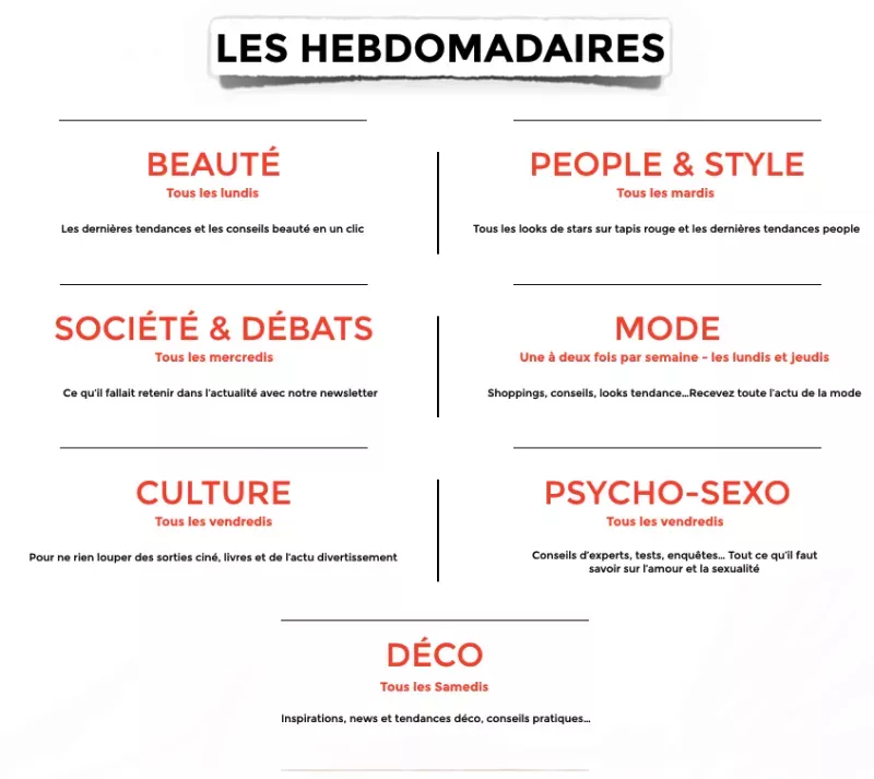 Newsletters - ELLE - Les Hebdomadaires