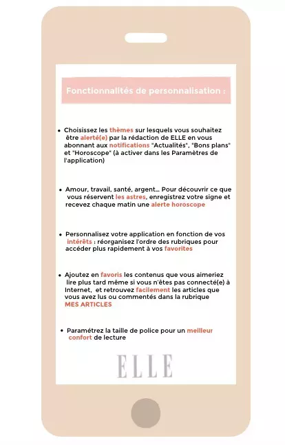 Application ELLE -Visuel - Fonctionnalités de personnalisation 