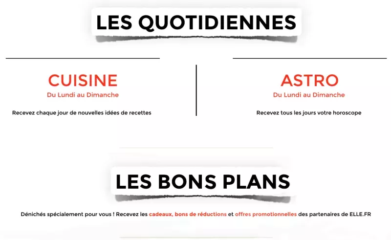Newsletters - ELLE -Les quotidiennes X Bons Plans